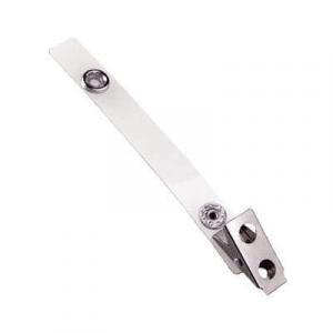 Badge Clip - 2 Hole - 4" Clear Strap - 100 Pack