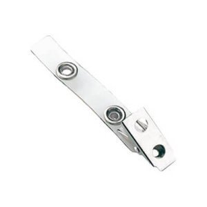 "Most Popular" Nickel Plated 2 Hole Badge Clip w/ 2 3/4" Strap - 100 Pack